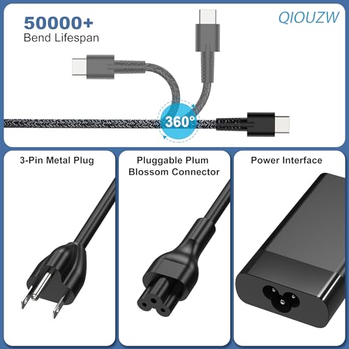 65W USB C Laptop Charger Compatible with HP Spectre X360,Spectre,Elitebook x360,Elitebook,Envy,Omnibook,Chromebook,Dragonfly,Elite x2,Zbook,ProBook Travel Type C AC Adapter Power Cord Supply