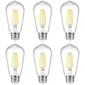 Ascher Vintage LED Edison Bulbs, 6W, Equivalent 60W, Non-Dimmable, High Brightness Cool White 4000K, ST58 Antique LED Filament Bulbs with 80+ CRI, E26 Medium Base, Clear Glass, Pack of 6