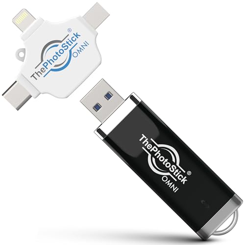ThePhotoStick® Omni 128GB USB Flash Drive & Memory Stick – Automatic Photo & Video Backup for iPhone, Android, Mac & PC – Multiport Connection to Easily Store & Transfer Files