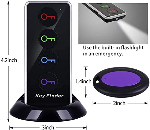 Reyke Key Finder, 80dB+ RF Item Locator Tags with 131ft. Working Range, Wireless Remote Tracker for Wallet, Phone, Glasses, Pet, 1 RF Transmitter & 4 Receivers