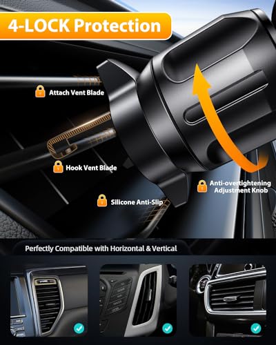 Car Phone Holder[Military-Grade 360°Suction Cup]Phone Holders for Your Car Universal Accessories Air Vent Dashboard Windshield Phone Mount Automotive Cradles Fit for Dash Mounting Kits iPhone