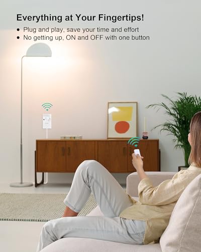 Remote Control Outlet, 200FT Long Range Wireless Light Switch, Mini Electrical Outlet Plug, 15A/1875W High-Power for Lamps, Lights, Household Appliances, FCC & ETL Listed