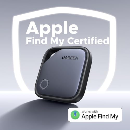 UGREEN FineTrack Air Tracker Tags(iOS Only), 2-Year Replaceable Battery Bluetooth Tracker Compatible with Apple Find My, Item Finder Smart Tag for Keys, Luggage, Wallet - [Apple MFi Certified]