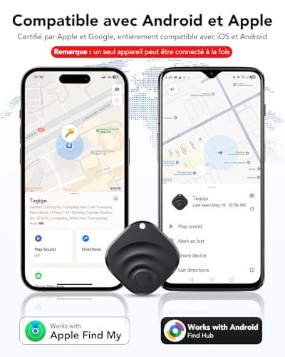 2026 Air Tracker Tags Item Locator for Android & iOS Bluetooth Tracker Smart Tags Compatible with Apple Find My (iOS) & Google's Find Hub(Android) for Keys, Luggage, Wallet, Vehicles (4 Pack Black)