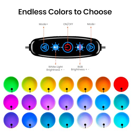 Sunset Lamp Projection, Not Only 21 Colors Sunset Lights, 180 Degree Rotation Led Light, Push Button Switch & APP Control Projector for Party Bedroom Decor