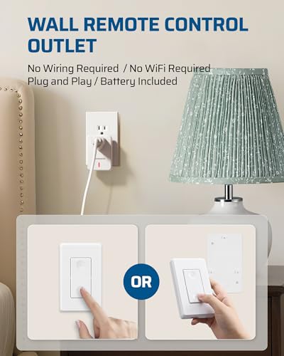 DEWENWILS Remote Control Outlet Wireless Wall Mounted Light Switch, Electrical Plug in On Off Power Switch for Lamp, Fan, Household Appliance, No Wiring, 100 Feet RF Range, ETL Listed, Programmable