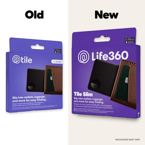 Life360 Tile Slim - Wallet Finder, Bluetooth Tracker and Item Locator for Luggage Tags, Passports and More. Both iOS and Android Compatible. Phone Finder. 1-Pack (Black)