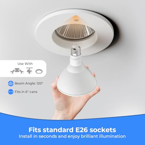 LED Flood Light Bulbs, PAR38 Outdoor Flood Light Bulb 5000K,13W 100W Equivalent, Daylight White LED Floodlight Dimmable, Waterproof for Porch Yard Garage, E26 Base, 15,000 Hrs, 2 Pack