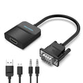 VENTION VGA to HDMI Adapter 0.5FT, Uni-Directional VGA(Source) to HDMI(Display) Converter (Male to Female) 1080@60Hz with Audio Cable and Micro USB Cable from PC, Monitor