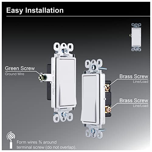 GE Paddle Rocker Switch - Single Pole Switch, On/Off, Replacement for Light Switches & Ceiling Fans, Grounding, UL Listed, White, 50726