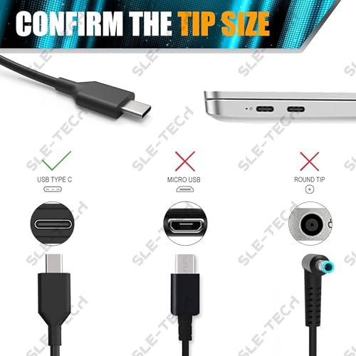 SLE-TECH Universal 45W Chromebook Laptop Charger USB Type C Compatible with HP Chromebook Dell Lenovo Acer Asus Google Series Type C Fast Charging Power Cord