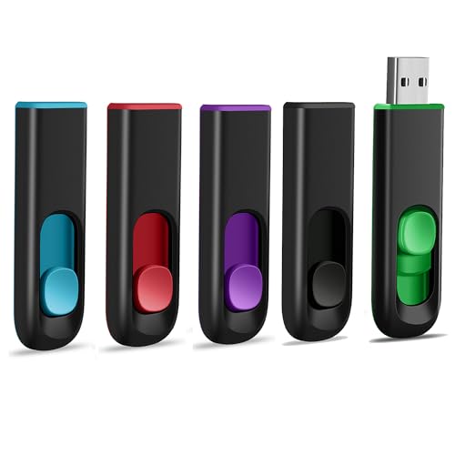 5 Pack 8GB USB Flash Drive, USB 2.0 Memory Stick Thumb Drive Pen Drives Jump Drive for Data Storage Multiple Color