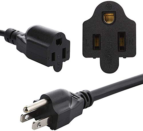3 Prong 1 to 4 Outlet Power Cord Splitter Cord,Indoor Outdoor Cable Strip Outlet Saver,Power Extension Cable,SJT 16AWG,ETL Approved for Computer, LED Stage Light(20 Inch, Black)