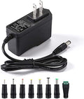 12V 2A Power Supply Adapter with 8 Tips – Universal 12V 2000mA Charger for LED Strip, CCTV, Router, GPS & More (6FT Cable)