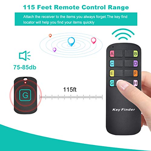 Key Finder Locator Tags, Lost Remote Finder Make Noise, TV Remote Control Finder with Sound 8 Receivers 85DB Beeper LED Light Wireless Item Tracker Locators Find Keys Device for Wallet Pets Gift