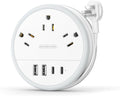 NTONPOWER Travel Power Strip, Travel Essentials, Cruise Essentials 3 Outlets 4 USB Ports(2 USB C), 4FT Wrapped Around Extension Cord for Travel Cruise Ship Beach Vacation Essentials White