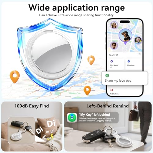 Air Tracker Tags-4 Pack, Item Finders Works with Apple Find My(iOS Only), Air Tracker Tags with 4 Case, Bluetooth Tracker Keys Finder and Item Locator & GPS Trackers for Kids/Pets/Dog/Luggage/Wallet