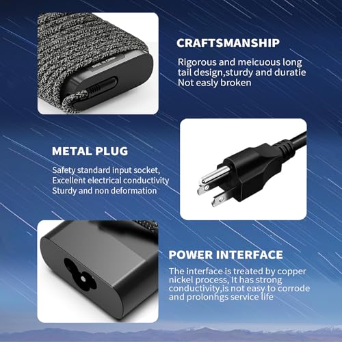 New Slim for HP 65W Laptop Charger USB C,Replacement for HP Envy x360,Spectre x360,Elitebook G5 G6,HP Computer Chromebook,Zbook,Elite x2,ProBook,Pavilion Travel Type C Power Cord Ac Adapter
