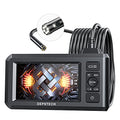 DEPSTECH Dual Lens Industrial Endoscope, 1080P Digital Borescope Inspection Camera, 7.9mm IP67 Waterproof Sewer Camera with 4.3" LCD Screen, 7 LED Lights, 16.5FT Semi-Rigid Cable, 32GB Card-Black