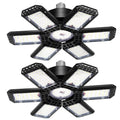 2 Pack Garage Lights, 200W 20000LM 6500K LED Shop Lights, Garage Light Ceiling Led with 6+1 Deformable Panels, Screw in E26/E27 Socket Bulb for Warehouse, Workshop, Basement, Barn Lighting