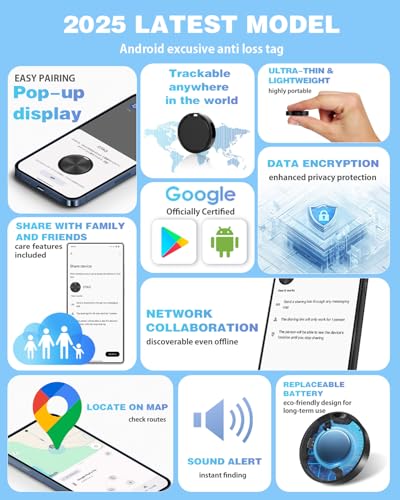 Air Tags for Android,Air Tags-1 Pack Android,Air Tracker Tags with 1 Case,2 Year Battery Life,Google Find Trackers for Google'S Find Hub App,IP65 Waterproof Luggage Tracker Tags for Keys