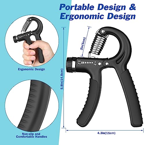 AIXPI Grip Strength Trainer, Hand Grip Exerciser Strengthener with Adjustable Resistance 11-132 Lbs (5-60kg), Forearm Strengthener, Hand Exerciser for Muscle Building and Injury Recover 1 PACK