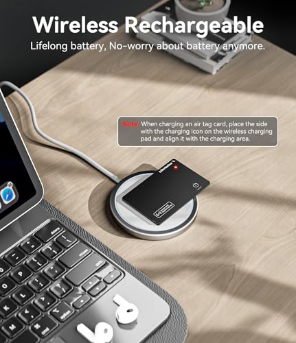 Ultrbeka Wallet Tracker Slim Card Tracker, 0.094in Bluetooth Tracker for Wallets, Passport, Work with Apple Find My, Wireless Charging, Card Locator- iOS Only [Apple MFi Certified] - 2pcs in 1 Box