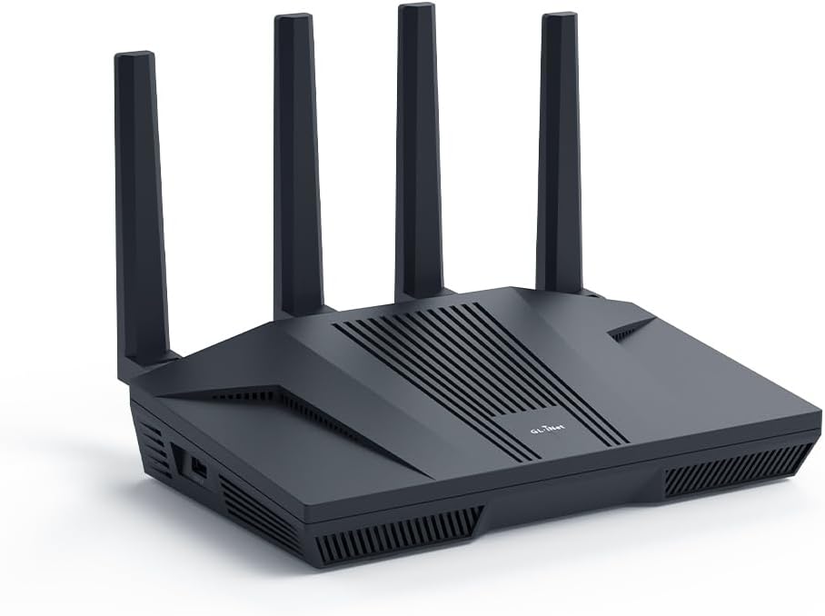 shoppause GL.iNet GL-MT6000 (Flint 2) WiFi 6 High Speed Gaming Routers for Wireless Internet, 2 x 2.5G Ethernet Ports for Fiber Optic Modem, Long Range Computer VPN WiFi Router, Home & Business