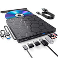 External CD/DVD Drive for Laptop, DVD Player for Laptop, 8 in 1 USB 3.0 Ultra-Slim Portable, CD Burner External Disk Drive Optical Compatible with Desktop Mac,Windows 11/10/8/7 Linux