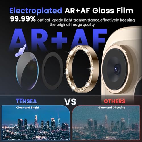 Tensea Camera Lens Protector Compatible for iPhone 16 Pro Max/16 Pro/14 Pro Max/14 Pro, Metal Aluminum Alloy Tempered Glass Cover Camera Screen Protector Accessories, Case Friendly