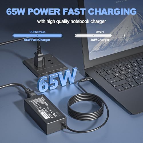 65W Type USB-C Charger Compatible with HP Chromebook and More Usbc Power Supply Adapter Fast Power Cord SM65CL SM45CL-01 02 SK90A200225 SK90200325