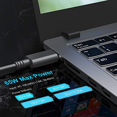 Universal USB Type C 65W 45W Laptop Charger Compatible with Lenovo Dell Hp Acer chromebook Asus Samsung Sony Computer Charger Fast Charging Type C AC Adapter Power Cord Supply