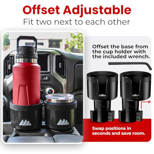 [Upgraded] Integral Ultimate Car Cup Holder Expander - Adjustable Base - Organizer & Expander for Vehicles - Compatible with Mugs, Yeti 14/24/36/46oz, Rambler, Hydro Flasks 32/40oz, 3.4"-4.0" Bottles
