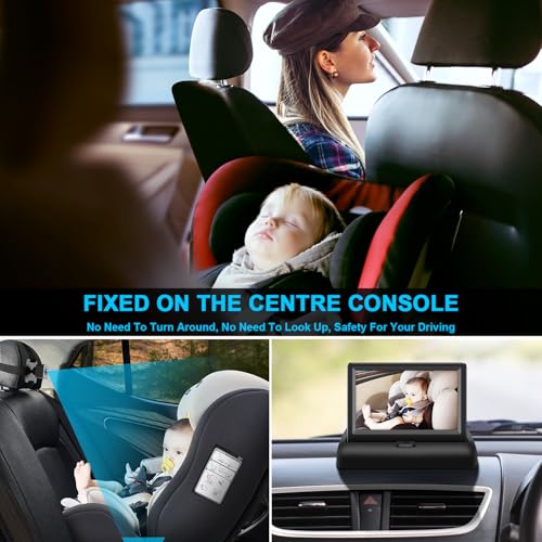 Baby Car Mirror with 4.3'' HD Night Vision Function Display, Safety Car Seat Camera with Wide Crystal Clear View, Easily Observe The Baby’s Move(Not USB)