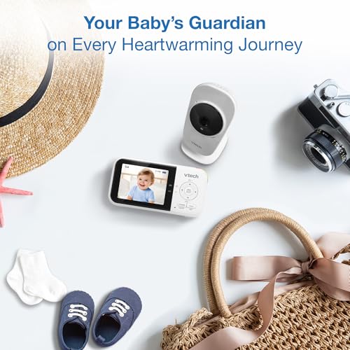 VTech VM819 Baby Monitor with Camera and Audio, 2.8” Screen Portable Baby Camera, Night Vision, 2-Way Audio, Temperature Sensor and Lullabies, Secure Transmission No WiFi, Ideal for Baby/Elderly/Pet