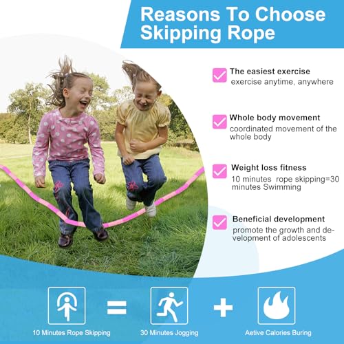 GRAWUN Jump Rope For Kids, Soft Beaded Jump Rope, Adjustable Length Tangle-Free Segmented Soft Beaded Skipping Rope，for Women, Men and Kids Keeping Fit, Workout and Weight Loss