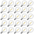 Brightown 25 Pack G40 LED String Light Replacement Bulbs - E12 Base, 2200K Warm White, Shatterproof Plastic, Waterproof, 1.5 Inch Dimmable LED Light Bulb for Indoor Outdoor Patio Lights