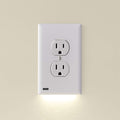 Single - SnapPower GuideLight [For Duplex Outlets] - Replaces Plug-In Night Light - Electrical Receptacle Wall Plate With LED Night Lights - Auto On/Off Sensor - (Duplex, White)