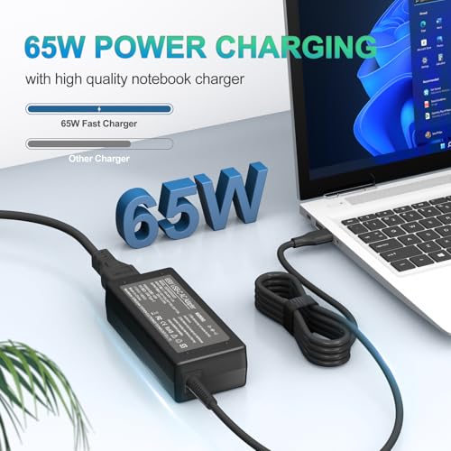 65W USB C Laptop Charger Compatible with HP chromebook/Compatible with Lenovo/Compatible with Dell/Compatible with Acer and More Chromebook Type C Power Cord