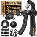 FitBeast Grip Strength Trainer, Hand Gripper Strengthener Kit - 6 Pack with Adjustable Resistance Forearm Strengthener, Forearm Exerciser and Massage Balls for Hand Therapy, Grip Training