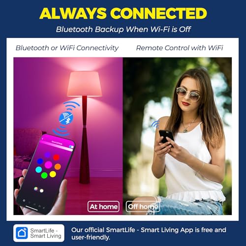 Lightinginside Smart Light Bulbs 100W Equiv., 1350LM 11W Smart Bulb Works with Alexa/Google Home/SmartLife, A19 E26 RGBCW Color Changing, No Hub Required, 2.4G WiFi Bluetooth Bulb, ETL Listed, 4PCS