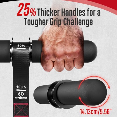 FitBeast Forearm Strengthener & Forearm Exerciser, Wrist Roller with Thicker Handle, Forearm Strength Trainer with Adjustable Strap - Ideal for Grip Strength, Muscle Building, Rehabilitation