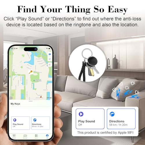 Air Tracker Tag, Smart Tag Bluetooth Tracker Works with Apple Find My (iOS Only), IP68 Waterproof, Replaceable Battery, Key Finder and Item Locator for Keys, Bags, Luggage, Wallet, etc