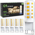TJOY G9 LED Bulb 4W, 3000K Soft Warm White 6 Pack, Equivalent 40 Watt T4 G9 Halogen Replacement, G 9 Bi-pin Base Light Bulbs for Chandelier, 120V 450 LM 360 Beam Angle for Home Lighting, Non-dimmable