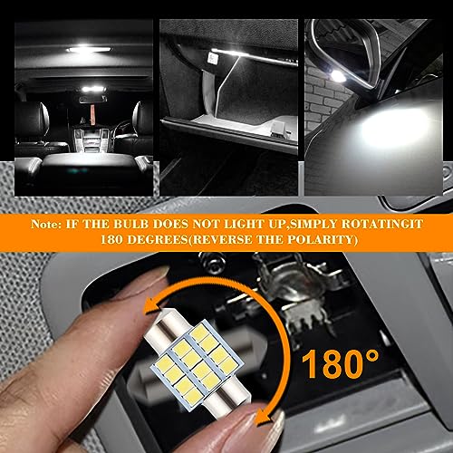 24 Pieces Dome Light LED Car Interior Bulb Kit Set 194 T10 DE3175 578 31mm 42mm Bulbs Interior Replacement Lights for Car Map License Plate Door Side Marker Cornering Trunk Light - White