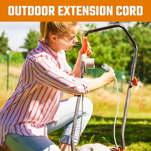 Outdoor Extension Cord Waterproof 10 Ft, White, Indoor, Outdoor Power Cord, Heavy Duty 16/3, Single Outlet, UL Listed, 3-Prong, Grounded Outlet, Extension Wire.