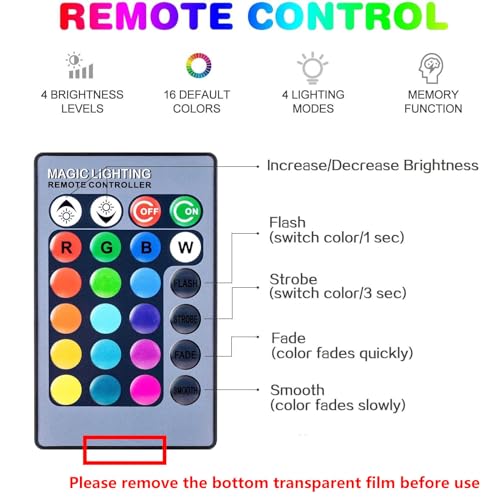RGB Color Changing Light Bulbs,RGB LED Light Bulbs,9W Warm White 6500K,40W Equivalent,16 Color Multicolor A19 E27/E26 Dimmable Memory Function, for Home Decoration,Stage,Bar,Party