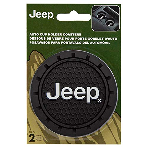 Plasticolor 000652R01 Jeep Logo Auto Car Truck SUV Cup Holder Coaster 2-Pack , Black