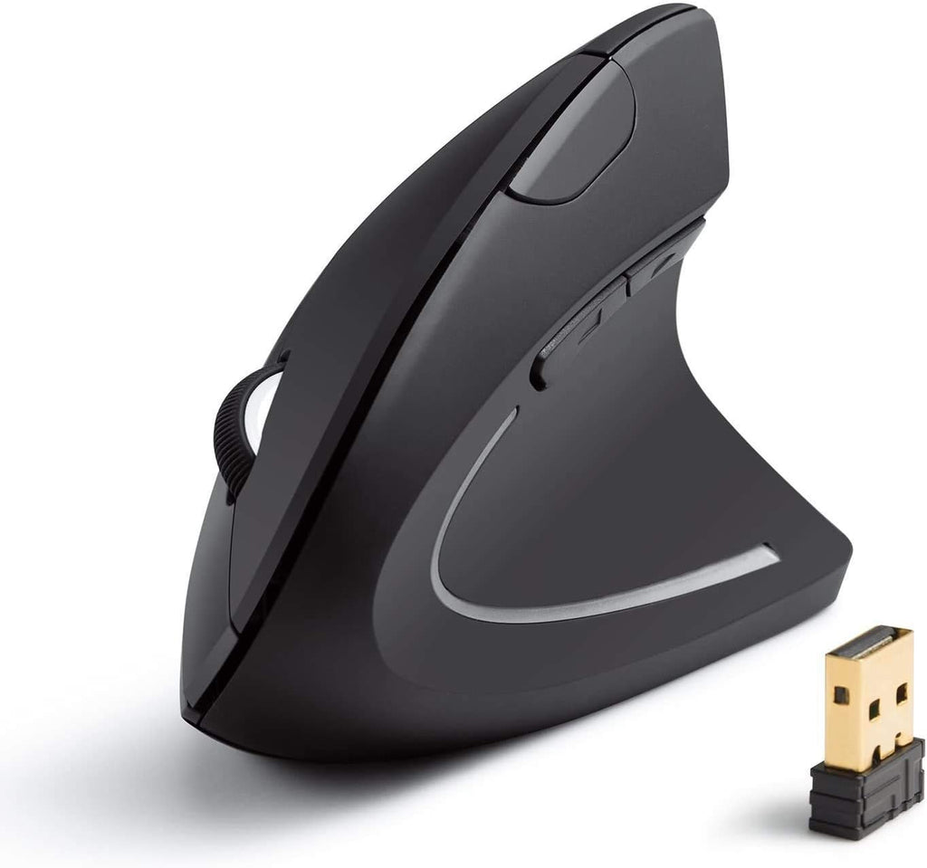 Anker 2.4G Wireless Vertical Ergonomic Optical Mouse for Work, Multi-Device Connectivity, 800/1200 /1600 DPI, 5 Buttons for Laptop, Desktop, PC, MacBook - Black