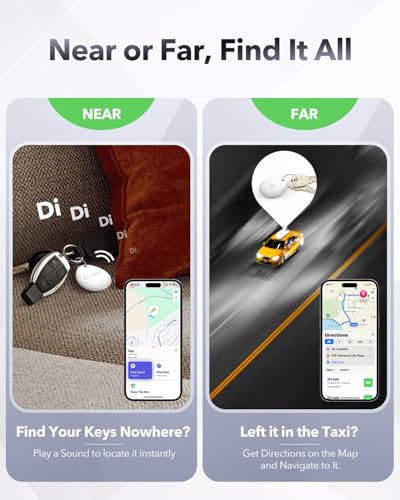 Air Tracker Tags-4 Pack for Apple Find My (iOS Only), Official MFi Certified, Smart Bluetooth Key Finder, Tracking Device for iPhone, Mini Finder Locator for Luggage, Backpack, Wallet, Bags, eBike